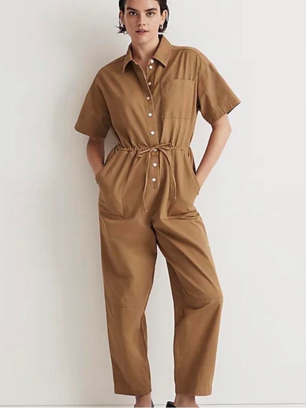 Madewell Tie waist short sleeve jumpsuit